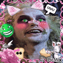 a picture of a man with green eyes and a cat ears