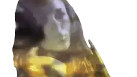 a close up of a woman 's face with a blurred background