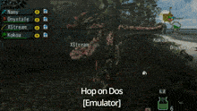 a screen shot of a video game with the words hop on dos [ emulator ] at the bottom