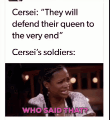 Who Said That Cerseis Soldier GIF - Who Said That Cerseis Soldier Funny GIFs