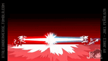 a cartoon of a person shooting a lightning bolt with the website xtaleunderverse.tumblr.com below it