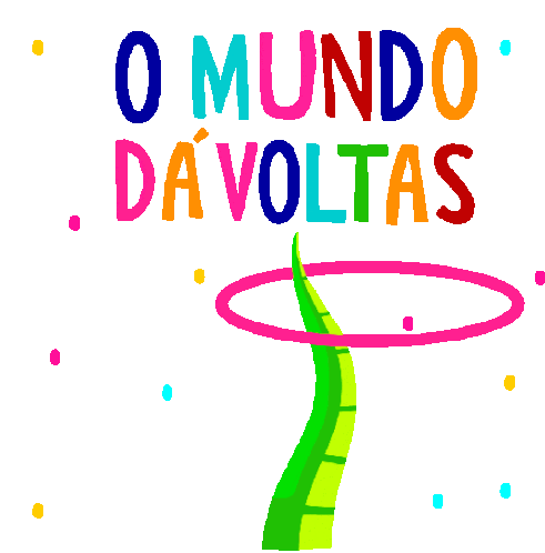 Hula Hooping With Tail Says What Goes Around Comes Around In Portuguese Sticker - Hula Hooping Through Life O Mundo Da Voltas Google Stickers