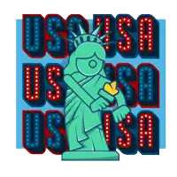 an illustration of the statue of liberty surrounded by the words usa
