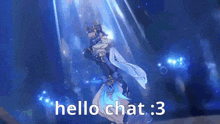 a video game character is dancing with the words hello chat : 3