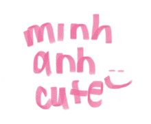 the word minh is written in pink letters on a white background