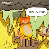 This Is Fine Quantum Cats Taproot Wizards Fire GIF