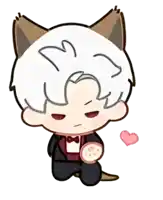 a drawing of a person with a cat 's ears and a heart