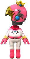 a cartoon character is wearing a pink helmet with a gold crown on top