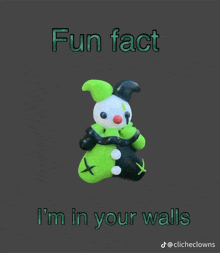 a stuffed clown with the words fun fact i 'm in your walls