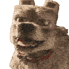 a close up of a dog with a red collar and a tag that says peanuts