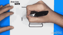 a person is drawing a picture with the words draw cute things on the top