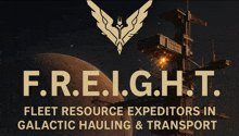 a logo for freight fleet resource expeditors in galactic hauling and transport