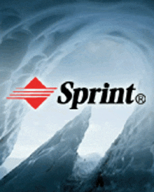 the sprint logo is displayed in front of a blue background