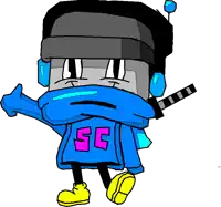 a cartoon character is wearing a blue sweater with the number 55 on it