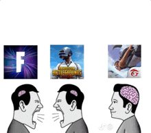 a cartoon of a man laughing next to a facebook logo