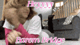 a person laying on the floor with the words heyyy barem bridge written on the bottom