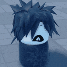 a cartoon character with spiky hair and a smiley face on his face