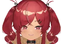 a close up of a red haired anime girl with pigtails