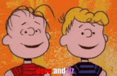 a couple of cartoon characters with the words dave and liz in the corner