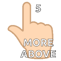 a finger pointing up with the number 5 above it