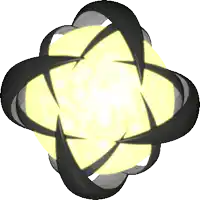 a drawing of a sphere with a yellow center