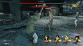 a video game screen shows a man holding a bat and the word fall from grace on the screen