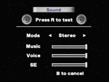 a screen that says sound press r to test on it