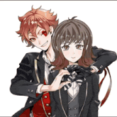 a boy and a girl are standing next to each other and the girl is holding the boy 's tie