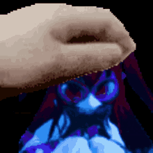 a pixel art of a person wearing glasses and a white hat