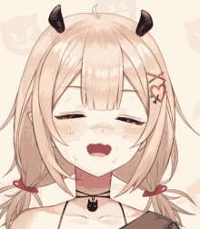 a drawing of a girl with horns and a heart on her head