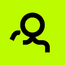 a yellow background with a black circle and arrow