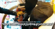 a person is looking at underwear in a washing machine and says gets embarrassed looking at underwear