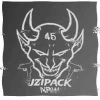 a drawing of a demon with the number 45 on its head