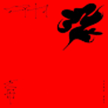 a red background with a black silhouette of a person