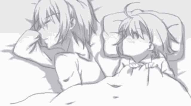 Cuddle anime girl harem bed HD wallpaper  Peakpx