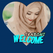 a cube with a picture of a woman and the words sraba welco on it