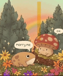 Mushroom And Frog Best Friends GIF