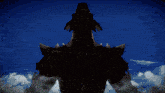 a video game character is surrounded by glowing lights and a castle in the background
