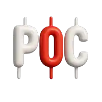 a red and white candle with the word poc on it