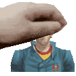 a hand is holding a man 's head in a pixel art style .