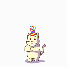 a cartoon cat holding a cupcake and a spatula with the words congrats written above it