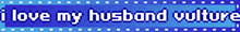 a blue sign that says i love my husband vulture on it