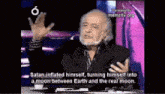 a man with a beard is talking about satan inflating himself