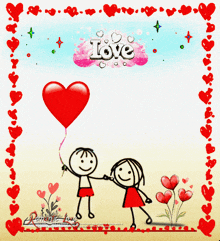 a drawing of a boy and a girl with the words i love you above them