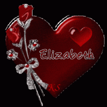 a heart with the name elizabeth written on it