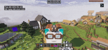 a screenshot of a minecraft game shows a character sitting on top of a house