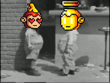 a pixelated image of a monkey and a bottle of honey