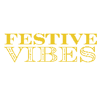 a logo that says festive vibes in gold letters on a white background