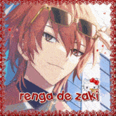 a picture of a red haired anime character with the name renga de zaki on the bottom