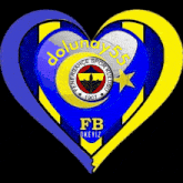 a blue and yellow heart shaped logo for fenerbahce sport club